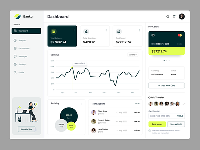 Finance Dashboard apps design dashboard finance finance dashboard fintech minimal ui ux