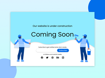 DailyUI #048 blue building call to action coming soon cta daily ui dailyui newsletter reconstraction site social media subscribe ui website