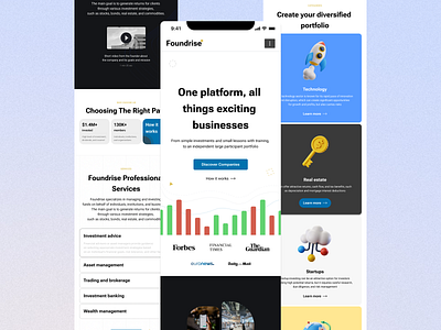 Mobile responsive Foundrise website design design freelance investment landing page mobile ui ux web