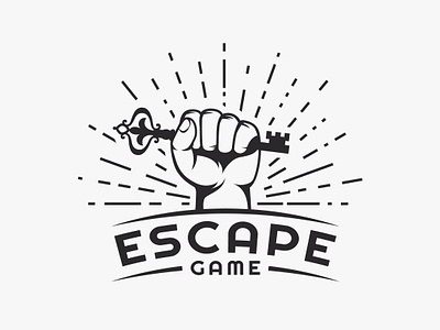 Logo for escape games branding design emblem escape game graphic design hand key logo quest room vector