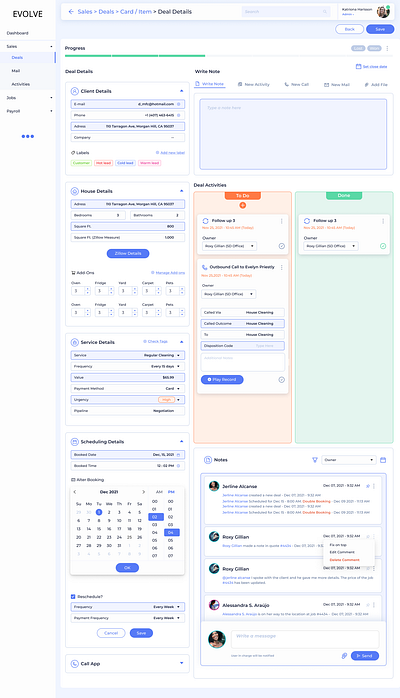 Cleaning CRM digitalizing whole company process agile business cleaners cleaning company crm design figma pipeline process product design startup ui uxui