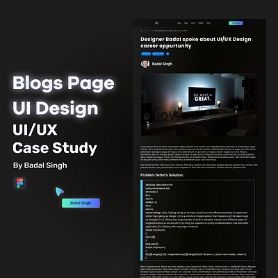 Blog Page UI Design blog ui blogs case study college dark theme home page landong page metaverse uiux ux web page web3 website design