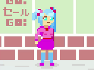 Bubble Girl Pixel Art bubble gum character creation fighting game japanese pink pixel pixel animation pixel art pixel game pixel sprite schoolgirl video game