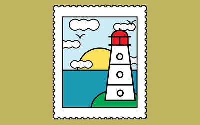 Lighthouse Postage Stamp adobe illustrator graphic design illustration postage stamp shapes vector