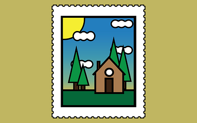Cabin Postage Stamp adobe adobe illustrator graphic design illustration postage stamp shapes vector