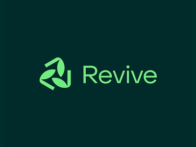 Revive branding health icon identity illustration lockup logo modern plant recycle symbol typography