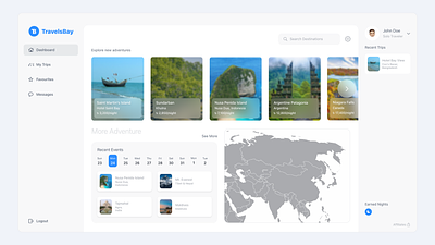TravelsBay | Travel Website Dashboard event finder graphic design travel website ui
