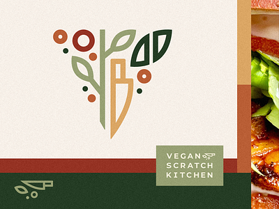 Vegan Scratch Kitchen branding chef food logo vector