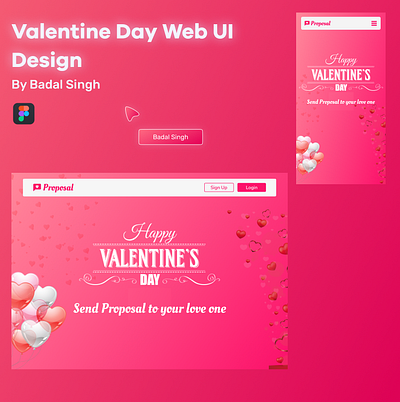 Valentine Day Web UI Design branding design figma heart love pink proposal ui uiux ux valentine day