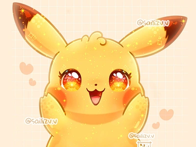 Pikachu Pika Pika Kawaii! by sailizv.v adorable adorable lovely artwork concept creative cute art design digitalart illustration