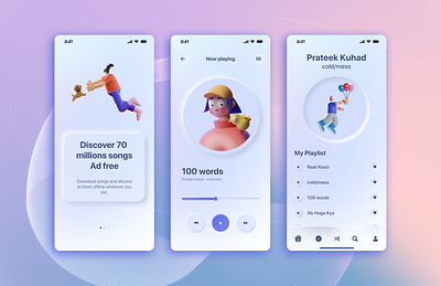 Neuromorphic Music App Design app appdesign branding daily ui design graphic design illustration logo minimalisticdesign mobiledesign moderndesign musicappdesign neomorphicdesign ui userexperience ux vector