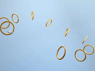 Paperplane passing through golden rings 3d 3d animation animation c4d cinema 4d flying gold motion motion design motion graphics paper plane rings