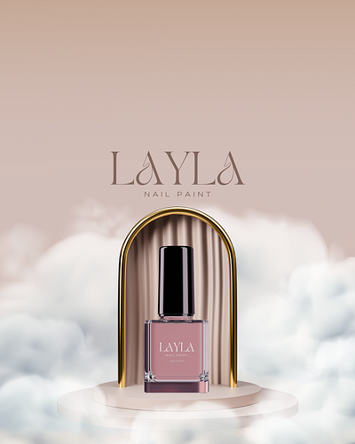 Layla Nail Paint product design beauty branding graphic design illustration.