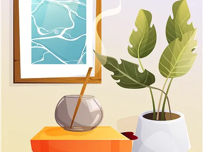 Simple things background banner cartoon design flat graphic design home illustration interior minimalism room simple ui vector