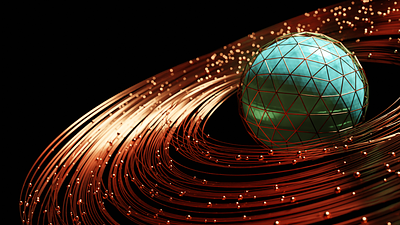 Sci-fi planet 3d concept copper iron planet sci-fi turquoise