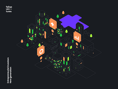 Failup Ventures branding flat identity illustration isometric