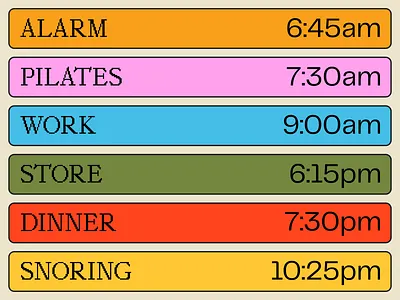 Day to Day colorpalette schedule typography