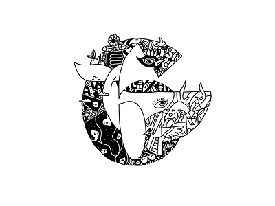 Whalphabet #33 | Number 6 | Voyage 36 days of type 6 animals art black white blockchain design doodle ethereum flower graphic design illustration lettering logo nft number 6 peace web3 whale