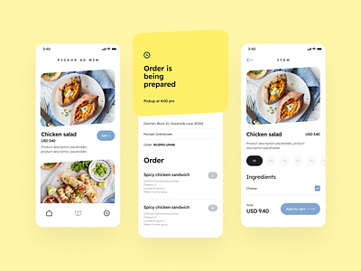 Lovebird app app flat ingredients ios iphone menu order status ui ux