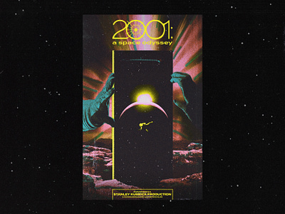 2001: A Space Odyssey Movie Poster 2001 astronaut collage eclipse kubrick monkey monolith moon movie movie poster photo collage photography poster risograph screenprint space stars travel type type design