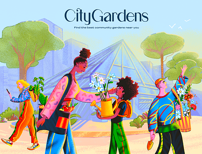 City Gardens app illustration illustrator painting procreate ui