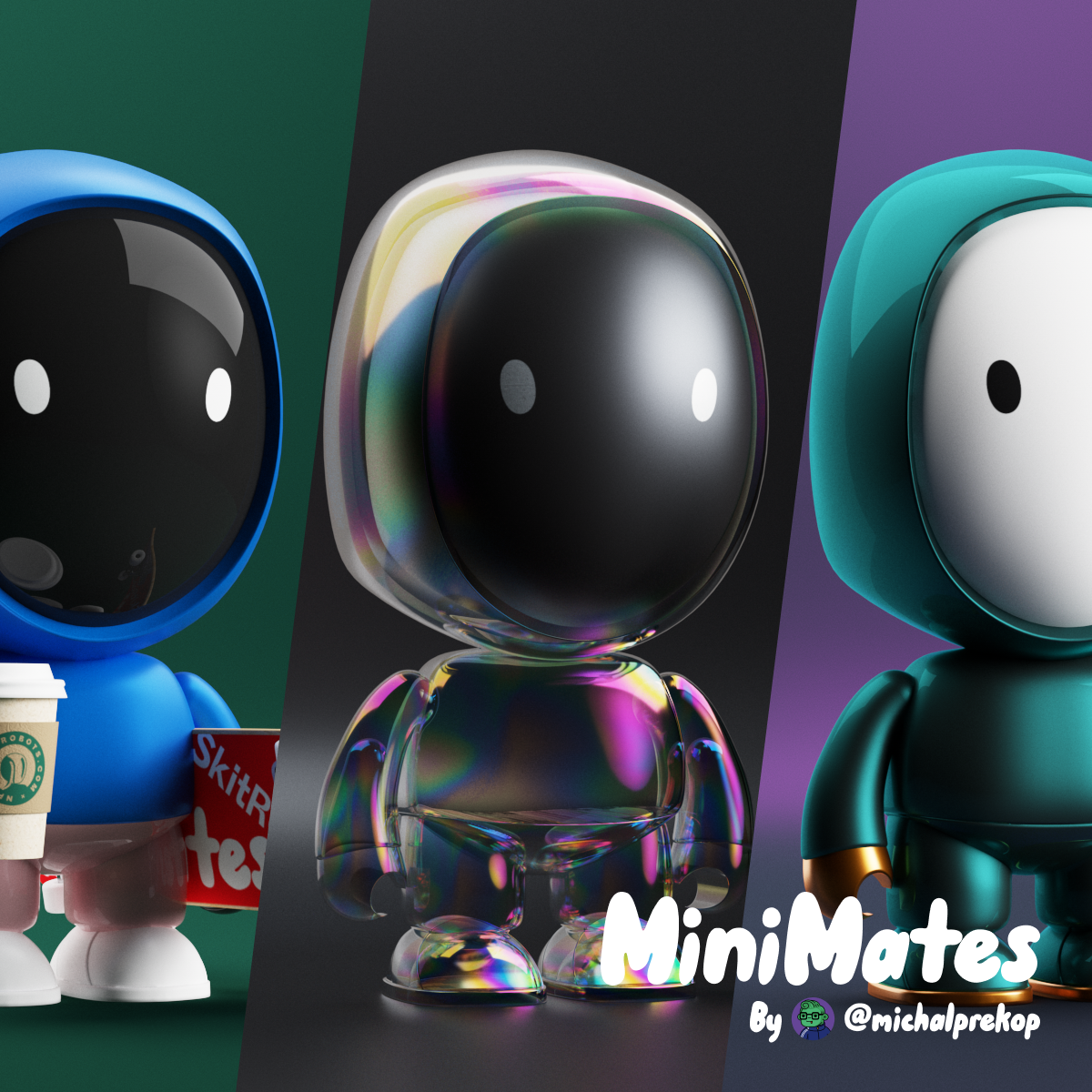 MiniMates 3d 3dcg clean collection design nft nft collection render robot
