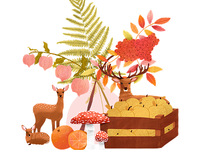 Forest Still Life 🌳 🍂 🍄 adobe adobe fresco animal editorial illustration fern forest plants illustration laura gerhard laurella vie studio magazine illustration magazine spot illustration mushroom spot illustration wild animal wildlife