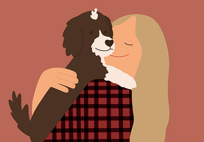 Puppy Love aussie doodle dog flannel flat illustration love person portrait puppy vector
