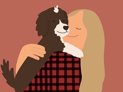 Puppy Love aussie doodle dog flannel flat illustration love person portrait puppy vector