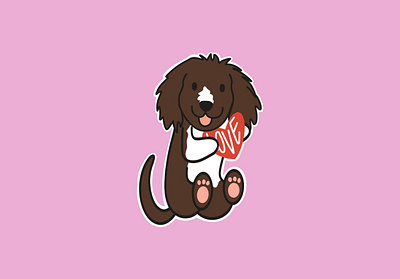 Puppy Love Sticker dog illustration sticker valentine vector