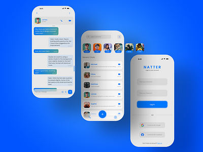 Natter (Chatting App) UI/ UX Design adobe xd app design branding chatting app figma graphic design ui ui design uiux uiux design ux dedsign