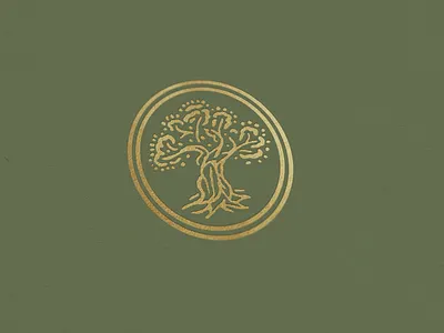 Olive Tree Mark christian church design foil icon illustration logo mark olive olive oil spiritual tree twisted wood