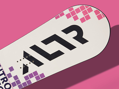 ALTR Snowboards graphic design pink pixels purple snowboard swag