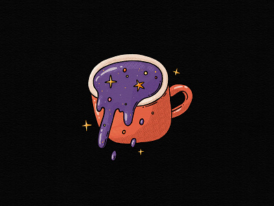 Dark Matter caffeine coffee cosmic dark matter flow illustration mug outer space printe design spark spill stars sticker