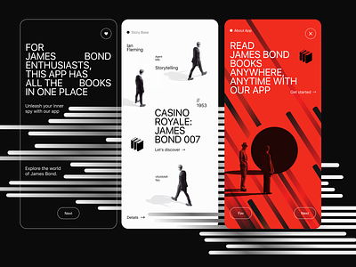007 - Books Library App Concept app audiobook books bookstore concept creative design ebook ecommerce interaction ios james bond library mobile mobile ap reader reading ui ux