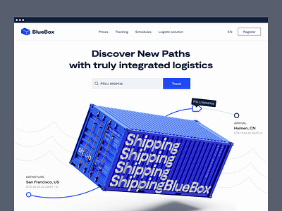 BlueBox shipping - landing page bluebox cargo container delivery expedition freight landing landingpage logistics package ship shipping tracking