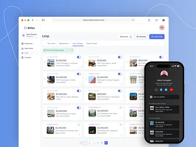 Loop by Atllas - a link-in-bio solution for real estate agents dailyui darkui design real estate ui uidesign uidesigner uiux ux uxdesign