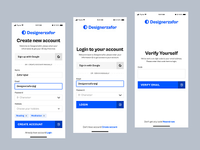 Mobile App Sign Up Screens authentication page create account create account form daily ui daily ui 1 design designerzafor figma design form design illustration login logo mobile app mobile screen ui register sign in sign up form ui use interface
