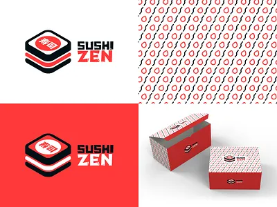 Sushi Zen blue branding graphic design logo logo design logocore navy pattern patterns red sushi sushi zen vector