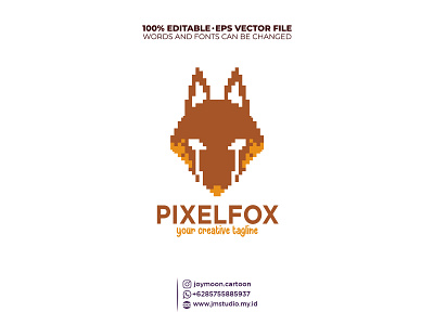 Logo pixel image head fox animal branding design fox gaming graphic design illustration logo orange pixel pixel graphic pixel style simple ui vector