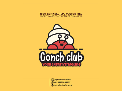 Cute Counch Logo animal branding club counch counch logo cute cute logo graphic design icon icon conch illustration kids logo symbol vector