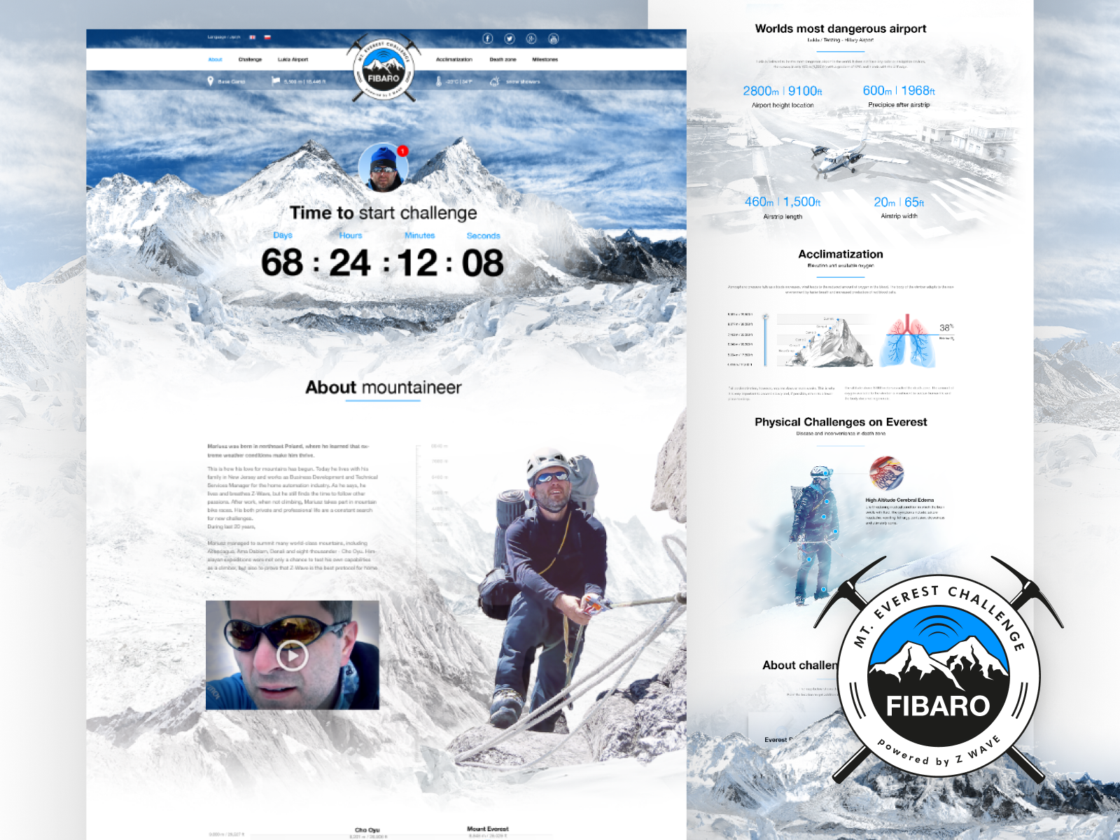 Mount Everest Challenge - FIBARO black1px blckpixel climbing design fibaro hikking iot landing page mount everest mountain mountain expedition mountain travel smart home ui website