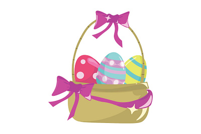 Basket of Easter Eggs adobe illustrator colorful cute decor design easter easter eggs egg eggs festive graphic design illustration vector