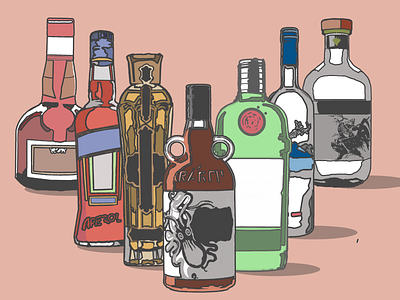 Suite of Spirit Bottles art digital art illustration web design web elements