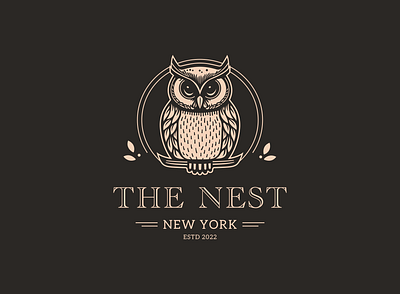 The Nest Coffee Shop bird branding character coffee coffee shop design flat icon illustration logo logo design mascot mascot design owl vector