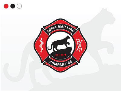 Logo: Loma Mar Fire Department badge badge logo branding design fire fire department fire logo graphic design illustration logo logo design mountain lion vector