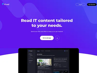 Landing page for Vived brand design branding design ui