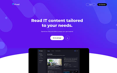 Landing page for Vived brand design branding design ui