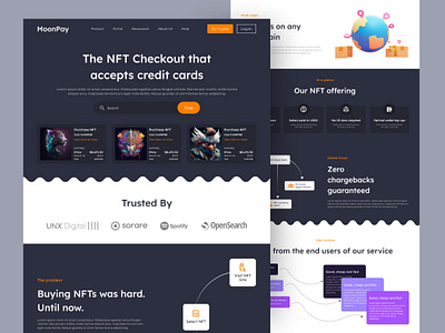 MoonPay-NFT Landing Page bitcoin blockchain crypto crypto art cryptocurrency dark ui eth landing page nft nft marketplace nft website nfts token ui ux web web design web3 website