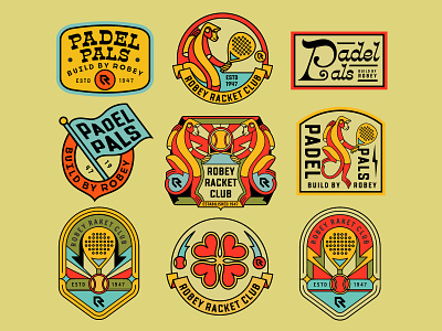 Badges Design apparel badge design badges brand branding custom type fashion geometric graphic design illustration line lineart logo minimal monkey monoline racket sport sportwear typography